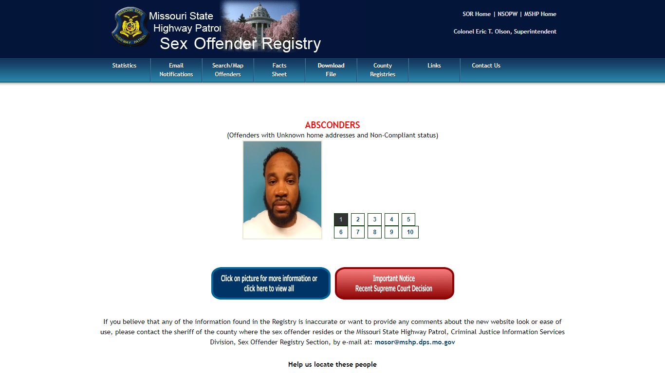 Missouri Sex Offender Registry Home